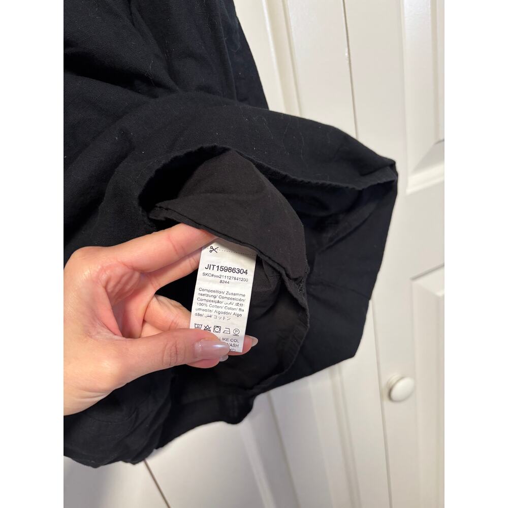 Black Cotton Puff Sleeve Square Neck Dress M - Picture 9 of 10